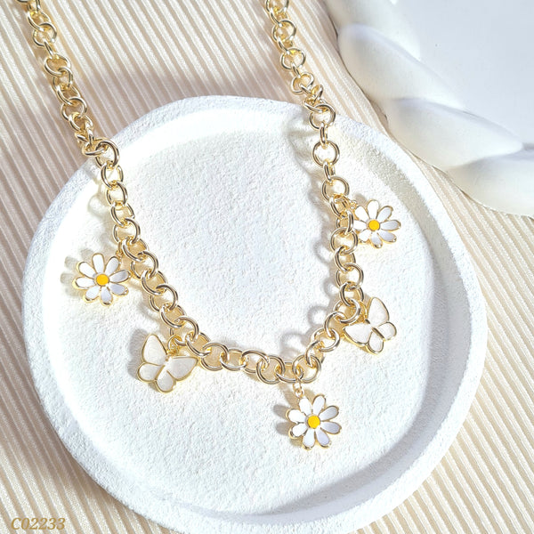 Cadena eslabones flores y mariposas C02233