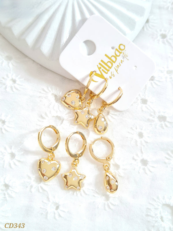 Set candongas figuras con zircones CD343