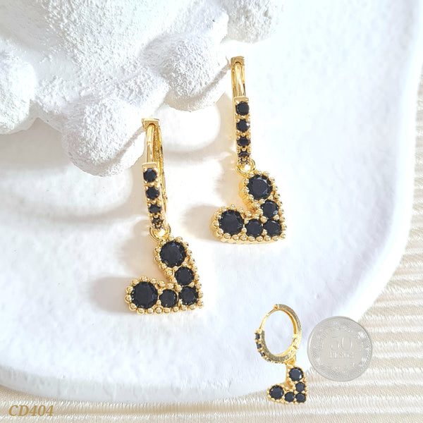 Candonga corazón zircones negros CD404