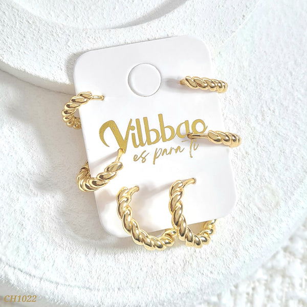 Set candongas multitamaño entorchadas CH1022