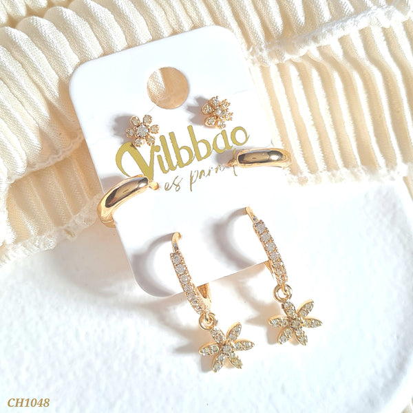 Set candongas flores CH1048