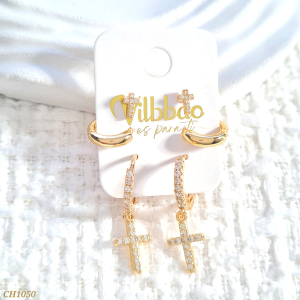 Set candongas con cruces CH1050