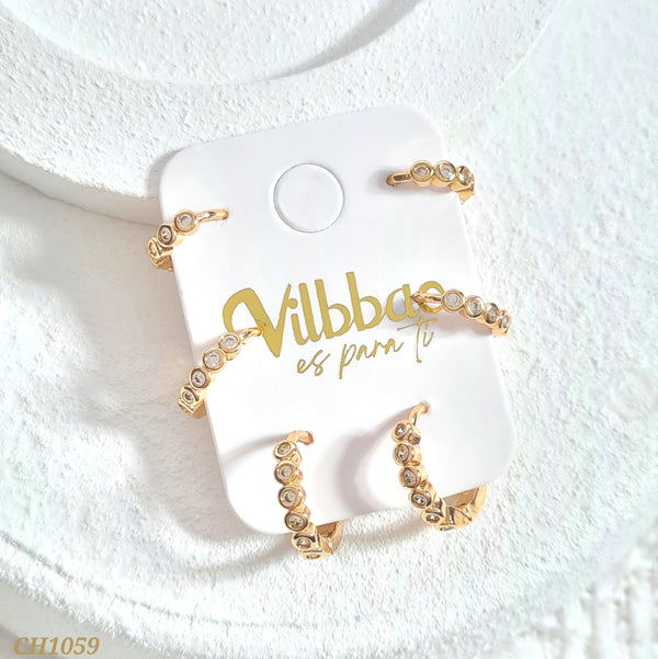 Set candongas zircones redondos CH1059