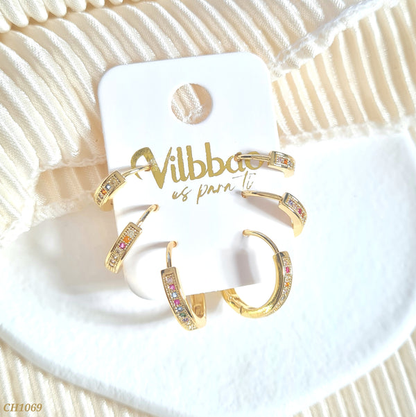 Set candongas zircones multicolor CH1069