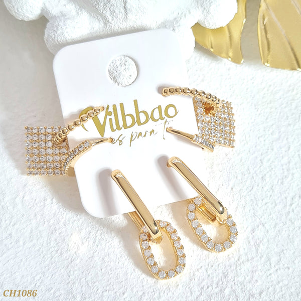 Set candongas rombos y óvalos CH1086