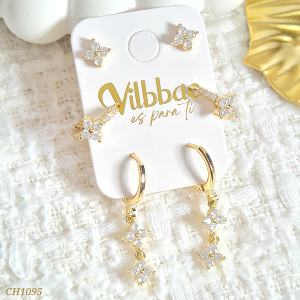 Set candongas trébol cristal CH1095