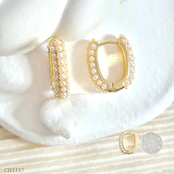 Candonga ovalada con perlas CH1117