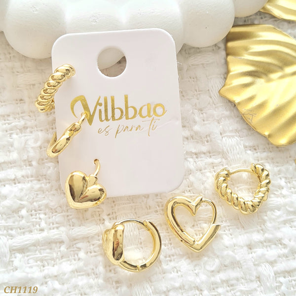 Set candongas corazones CH1119