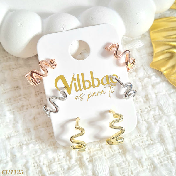 Set candongas tres oros zigzag CH1125