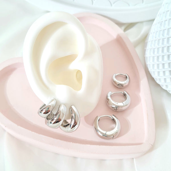 Candongas multitamaño anchas plateadas CH818