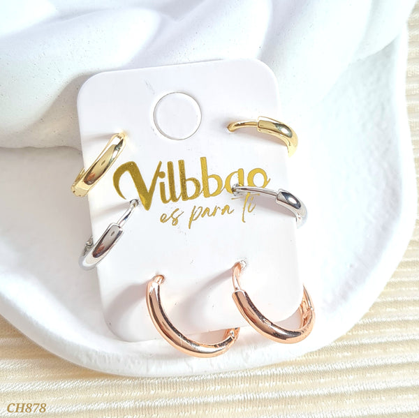 Set candongas tres oros CH878