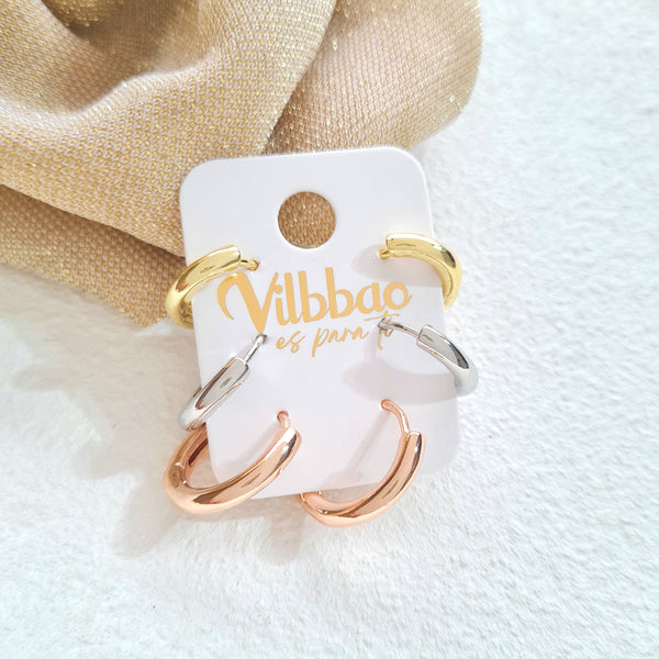 Set x3 candongas rodio tres oros multitamaño CH879