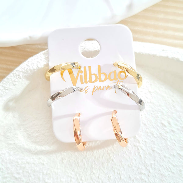 Set candongas tres oros entorchado CH919