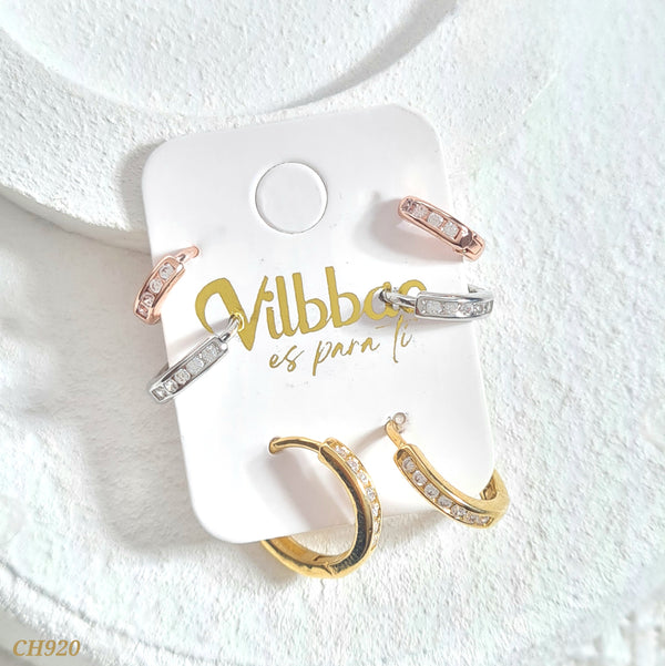 Set candongas multitamaño tres oros CH920