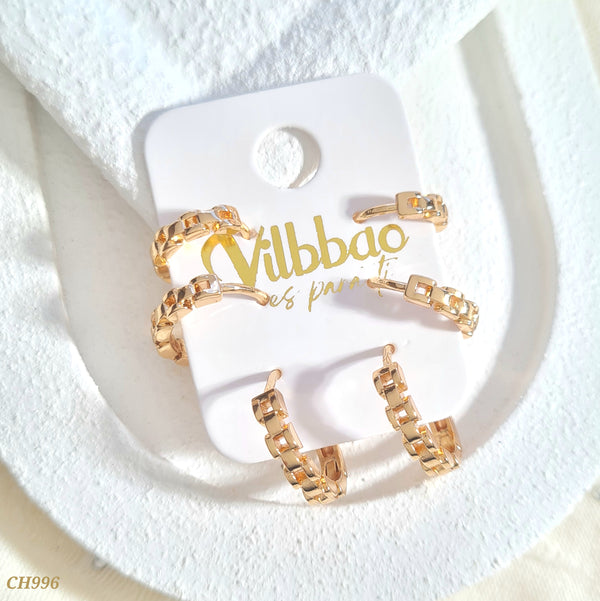 Set candongas textura cadena CH996