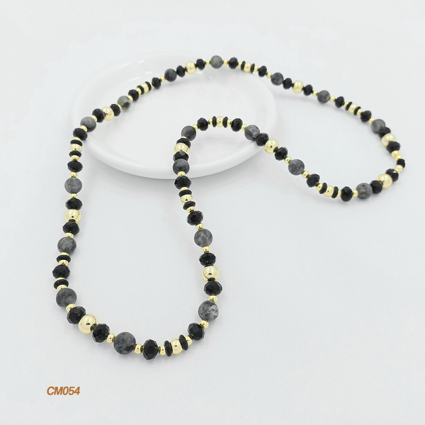 Cadena ágata oscura masculina CM054