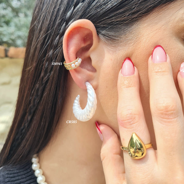 Candonga tipo perla / Earcuff con perlas (cada uno)