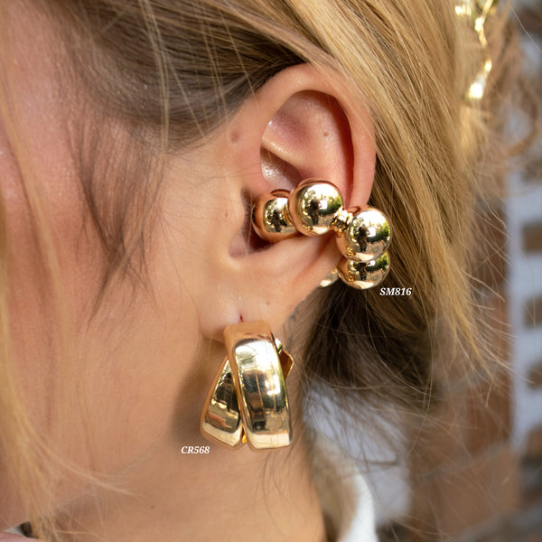 Candonga cruzada / Earcuff chunky balines (cada uno)