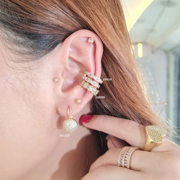 Earcuffs con zircones / Arete con bola de fuego (cada una)