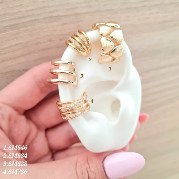 Earcuffs con zircones y textura