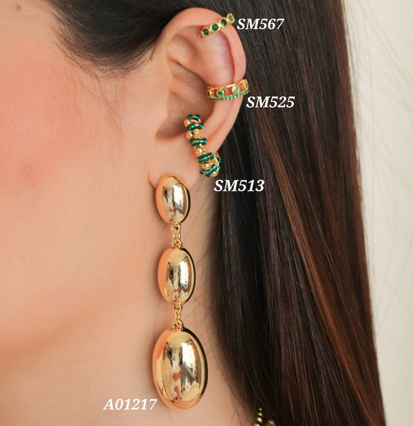 Earcuffs / arete balines ovalados