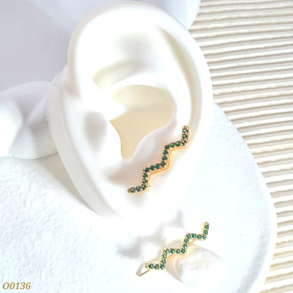 Orejera con forma de zigzag verde O0136