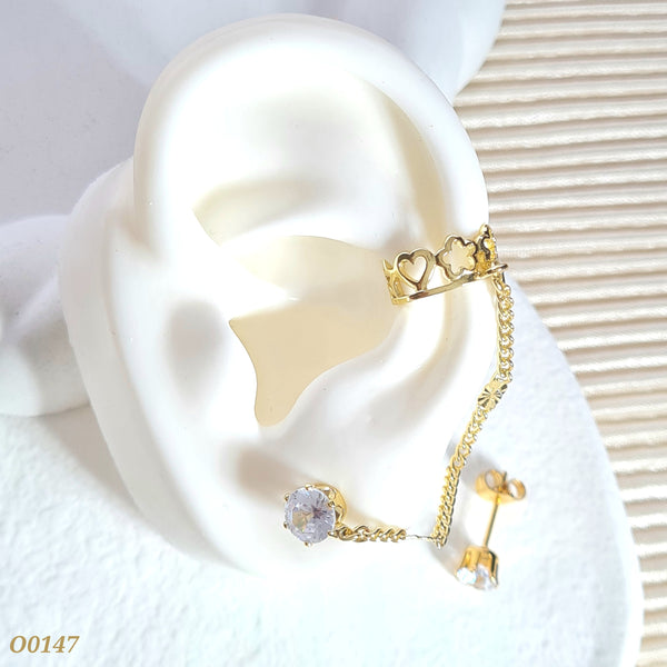 Orejera con earcuff corazón estrella O0147