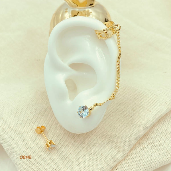 Orejera con earcuff corazones O0148