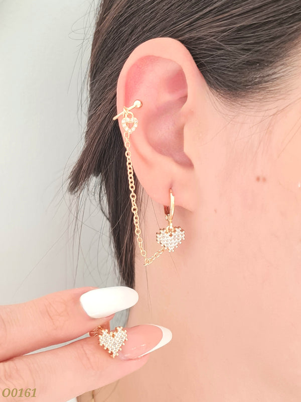 Orejera con candonga y corazón O0161