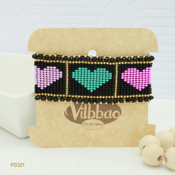 Pulsera corazones en miyuki P0321