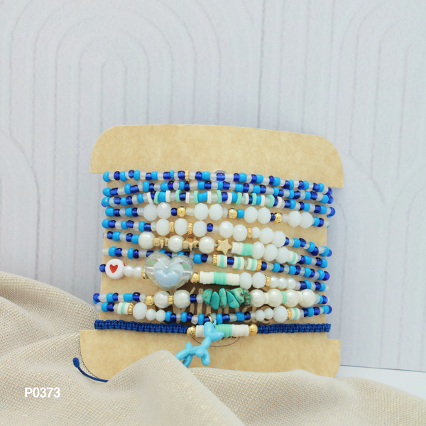 Set de pulseras en tonos azules P0373