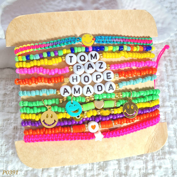Set de pulseras multicolor P0391