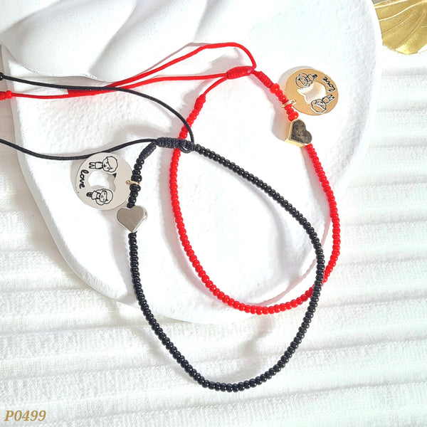 Pulsera para compartir parejas roja y negra P0499