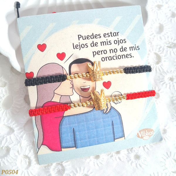 Pulsera para compartir parejas roja y negra P0504