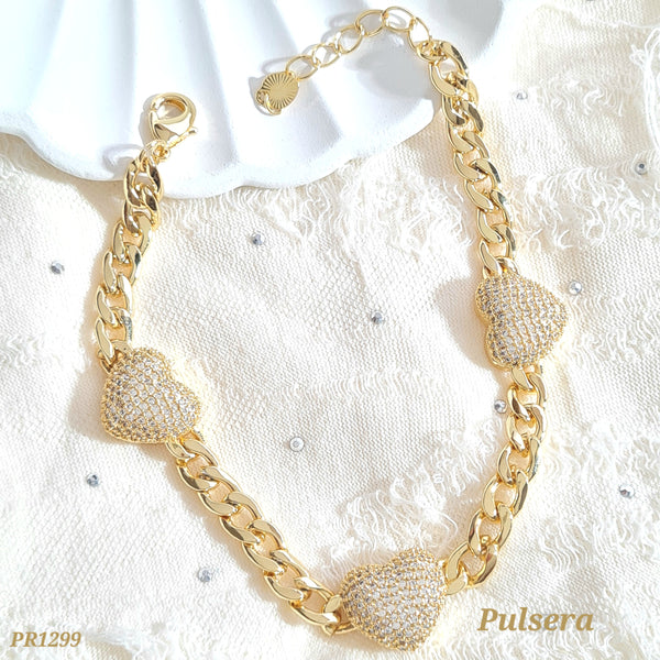 Pulsera cubana con corazones PR1299