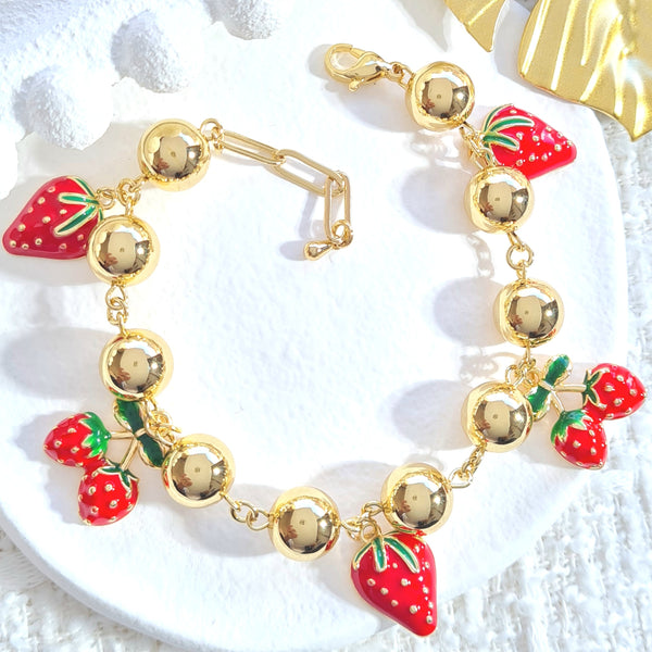 Pulsera balines dijes fresas PR1370