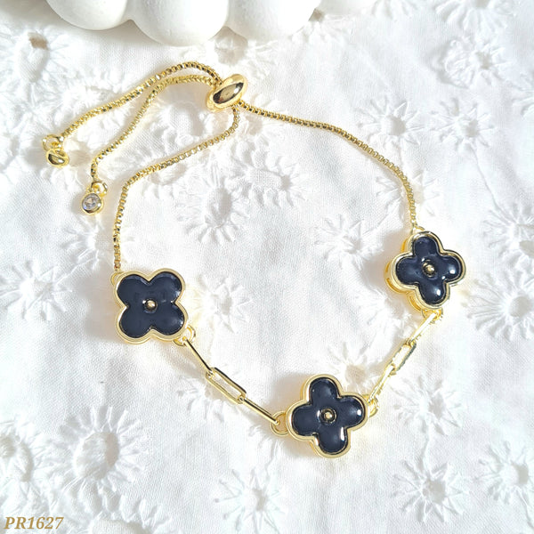 Pulsera rodio trébol negro PR1627