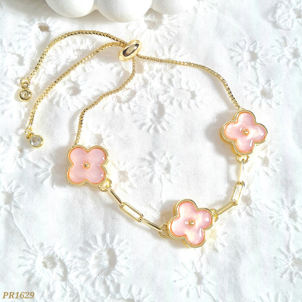 Pulsera rodio trébol rosa PR1629