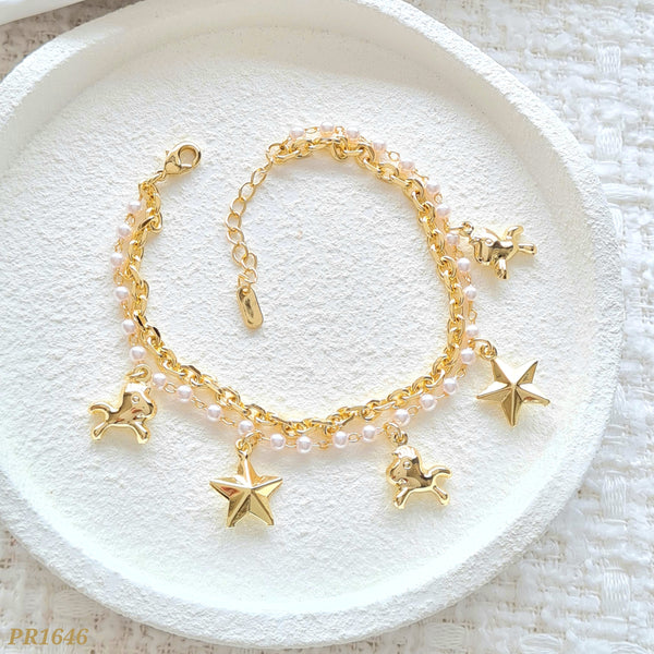 Pulsera eslabones unicornios y estrellas PR1646