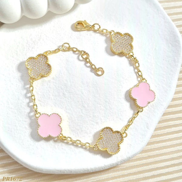 Pulsera trébol rosa y zircones PR1672