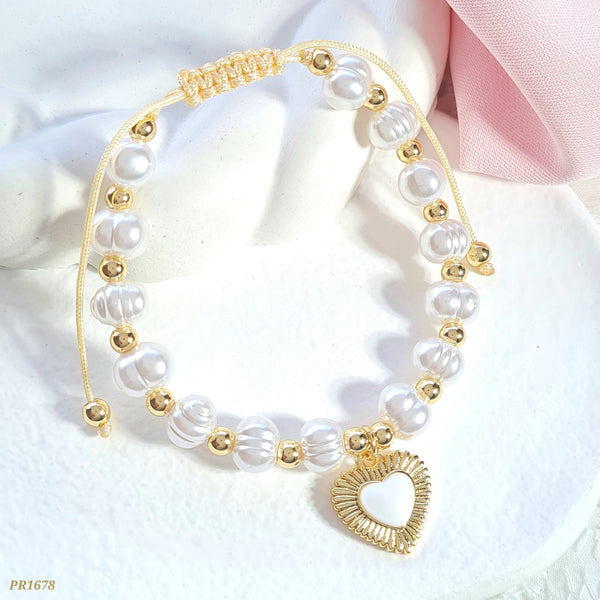 Pulsera perlas y balines corazón PR1678