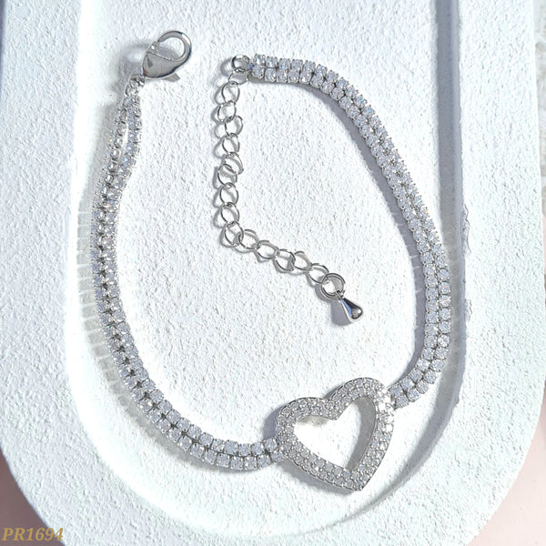Pulsera plateada dije corazón PR1694