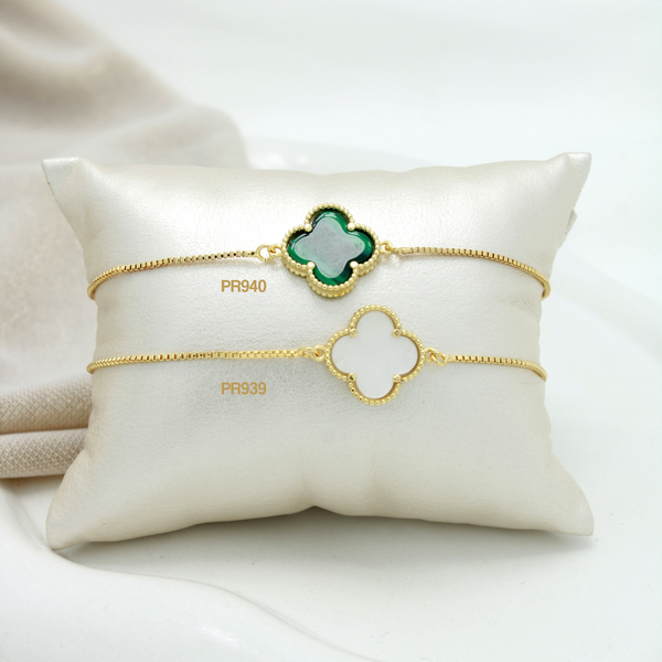 Pulsera trébol verde / Pulsera trébol blanco