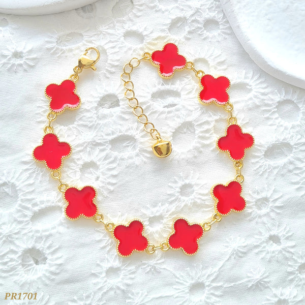 Pulsera rodio trébol rojo PR1701