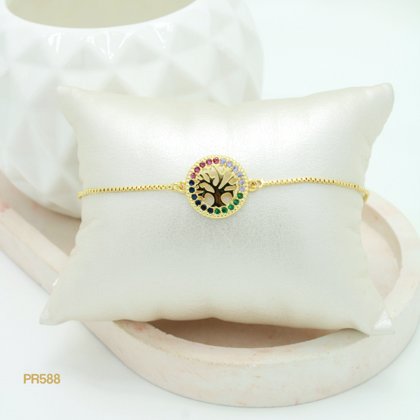 Pulsera árbol con zircones de colores PR588