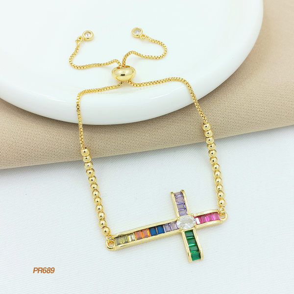 Pulsera cruz multicolor PR689