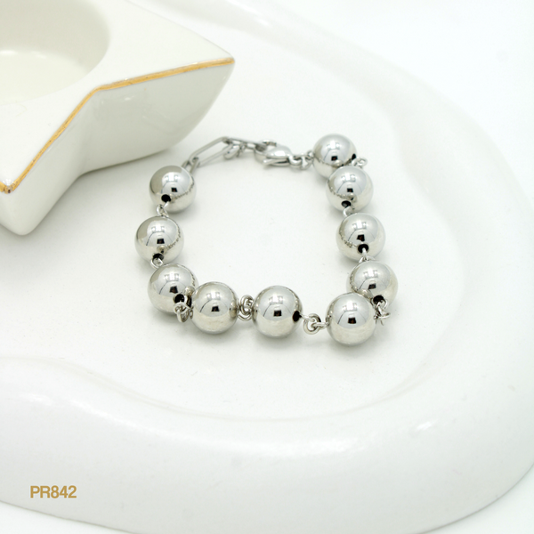 Pulsera balines plateados PR842