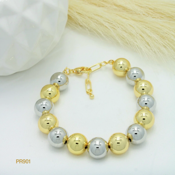 Pulsera balines bicolor grande PR901