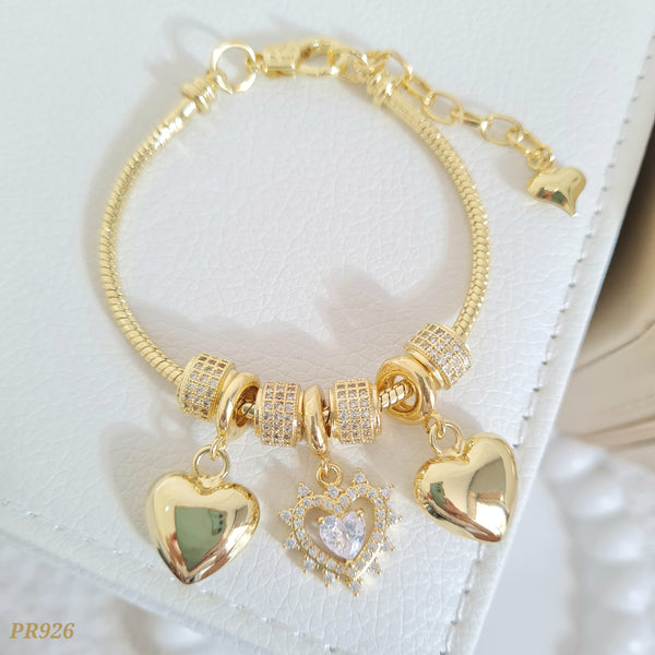 Pulsera dijes corazones PR926