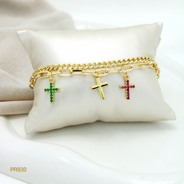 Pulsera doble con cruces PR930